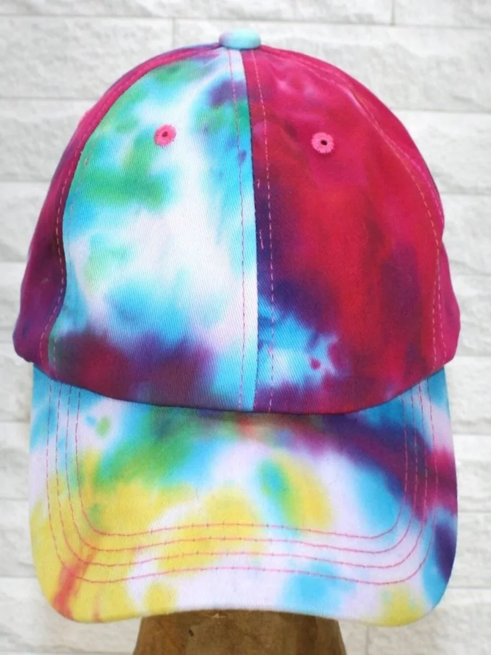 Hat Baseball Cap Hat Trucker 6 Panel Tie Dye Boho Pink Blue Colorful Festival